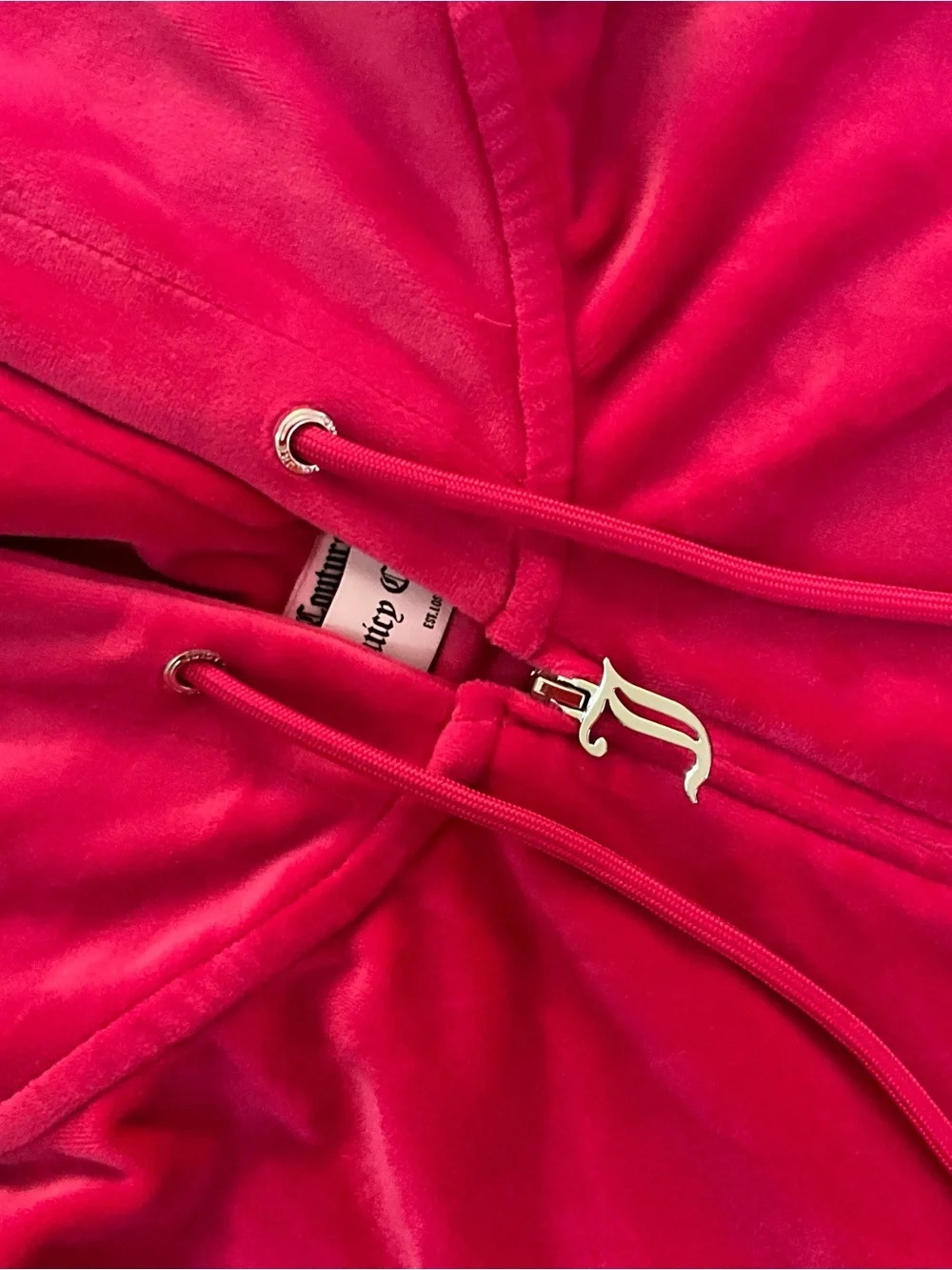 Juicy Couture Pink Velour Tracksuit Set - Rhinestone Gothic Back Logo - Size 1X - Picture 8 of 16